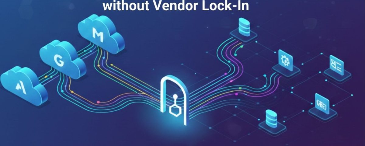 Infographic titled “Benefits of Building a Cloud Strategy without Vendor Lock-In” from MarQi Cloud, the open source hybrid cloud provider in Alpharetta, Georgia.