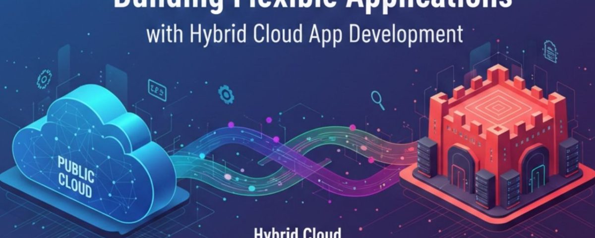 Infographic titled “Building Flexible Applications with Hybrid Cloud App Development” from MarQi Cloud, the open source hybrid cloud provider in Alpharetta, Georgia.