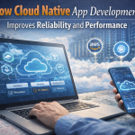 Infographic titled “How Cloud Native App Development Improves Reliability and Performance” from MarQi Cloud, the open source hybrid cloud provider in Alpharetta, Georgia.