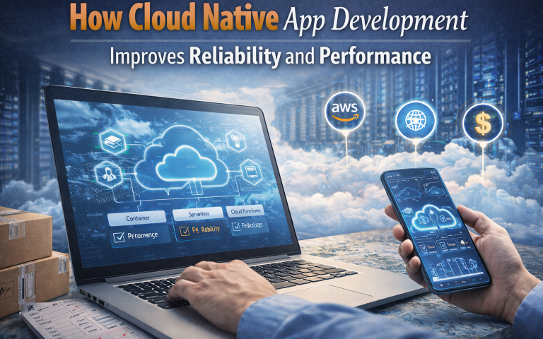 Infographic titled “How Cloud Native App Development Improves Reliability and Performance” from MarQi Cloud, the open source hybrid cloud provider in Alpharetta, Georgia.