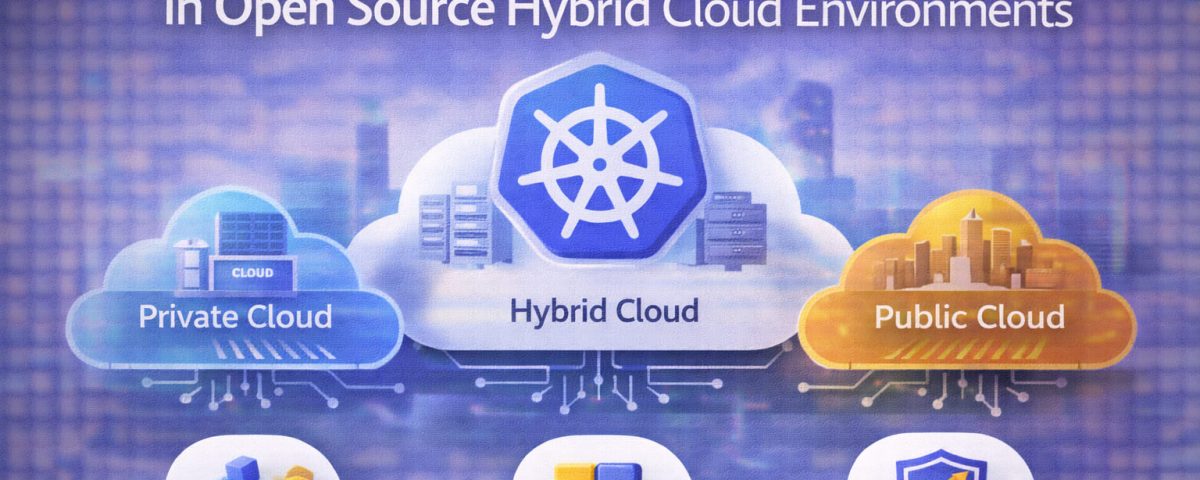 Infographic titled “Role of Kubernetes in Open Source Hybrid Cloud Environments” from MarQi Cloud, the open source hybrid cloud provider in Alpharetta, Georgia.