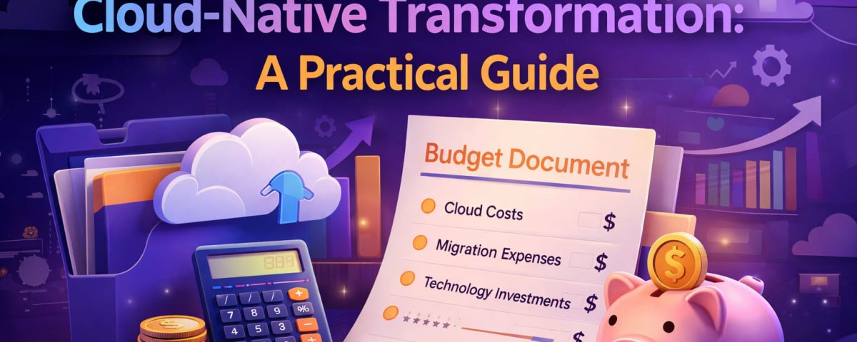 Infographic titled “Budgeting for Cloud-Native Transformation A Practical Guide” from MarQi Cloud, the open source hybrid cloud provider in Alpharetta, Georgia.