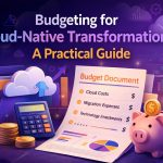 Infographic titled “Budgeting for Cloud-Native Transformation A Practical Guide” from MarQi Cloud, the open source hybrid cloud provider in Alpharetta, Georgia.