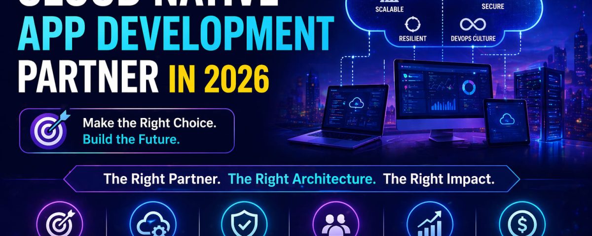 Infographic titled “How to Choose a Cloud Native App Development Partner in 2026” from MarQi Cloud, the open source hybrid cloud provider in Alpharetta, Georgia.