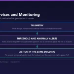 Diagram of MarQi Cloud managed services and monitoring: continuous telemetry, threshold and anomaly alerting, and 24/7 engineers on site in the same data center.