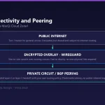 Diagram of MarQi Cloud private connectivity options: public tier-1 transit, WireGuard encrypted site-to-site overlay, and dedicated private circuits with BGP peering into Zone1.